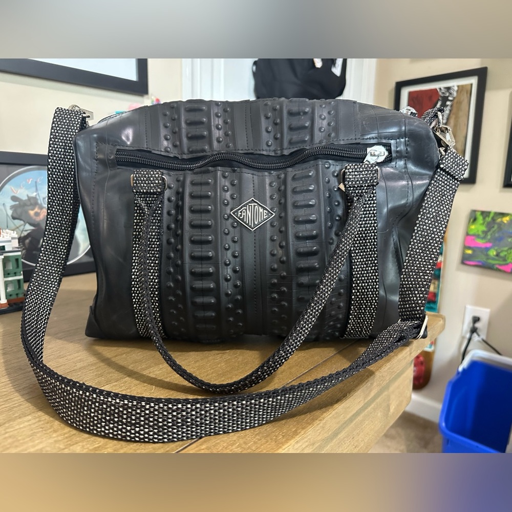Maison Fantome Recycled Rubber Satchel Purse Adjustable Crossbody Strap Vegan